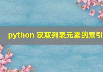 python 获取列表元素的索引